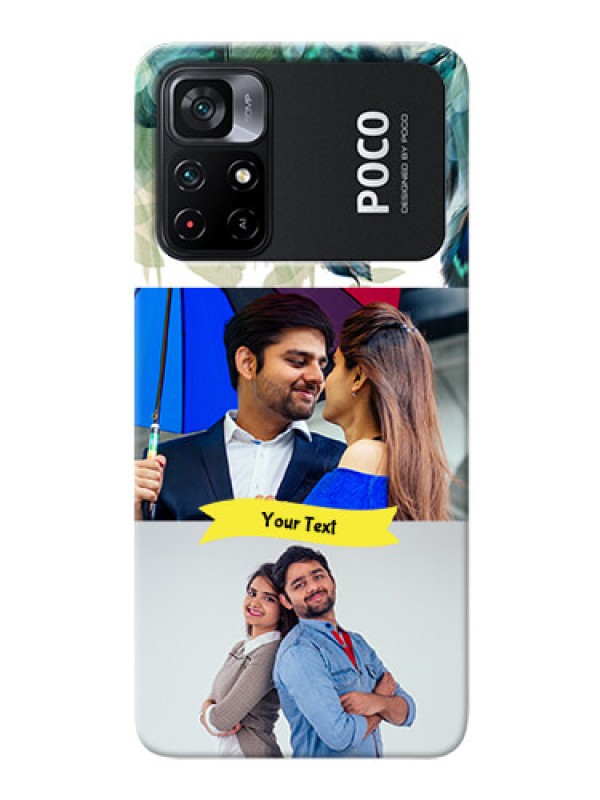 Custom Poco X4 Pro 5G Phone Cases: Image with Boho Peacock Feather Design