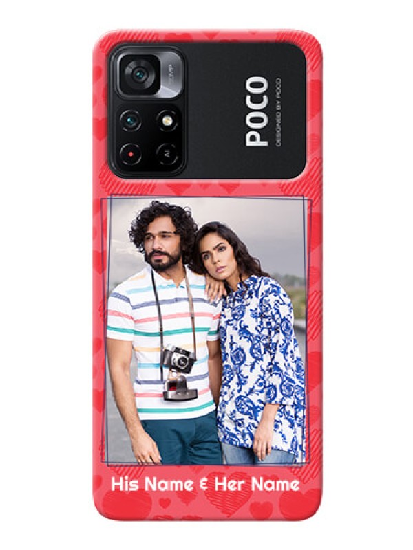 Custom Poco X4 Pro 5G Mobile Back Covers: with Red Heart Symbols Design