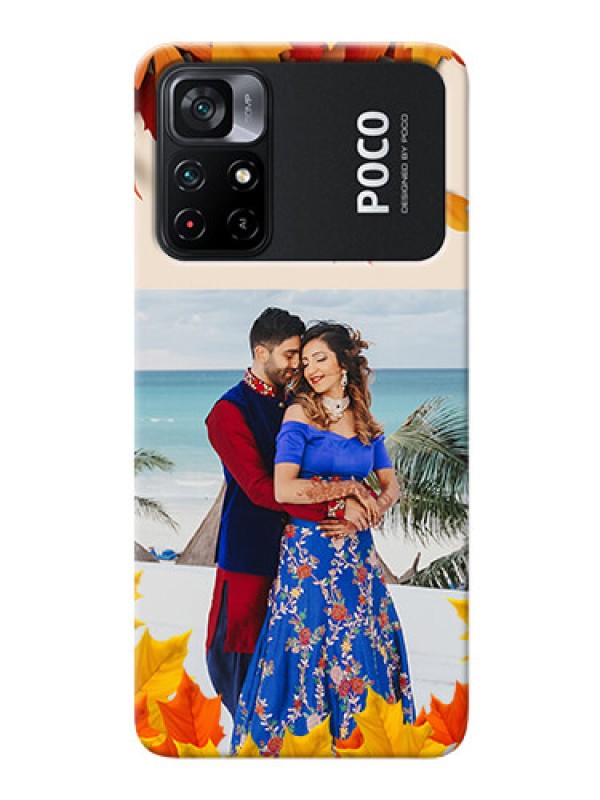 Custom Poco X4 Pro 5G Mobile Phone Cases: Autumn Maple Leaves Design