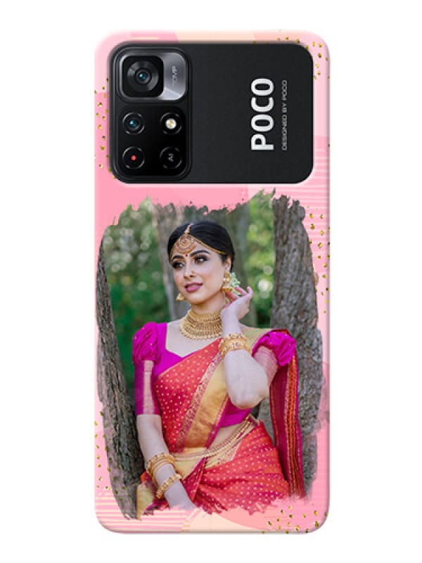 Custom Poco X4 Pro 5G Phone Covers for Girls: Gold Glitter Splash Design