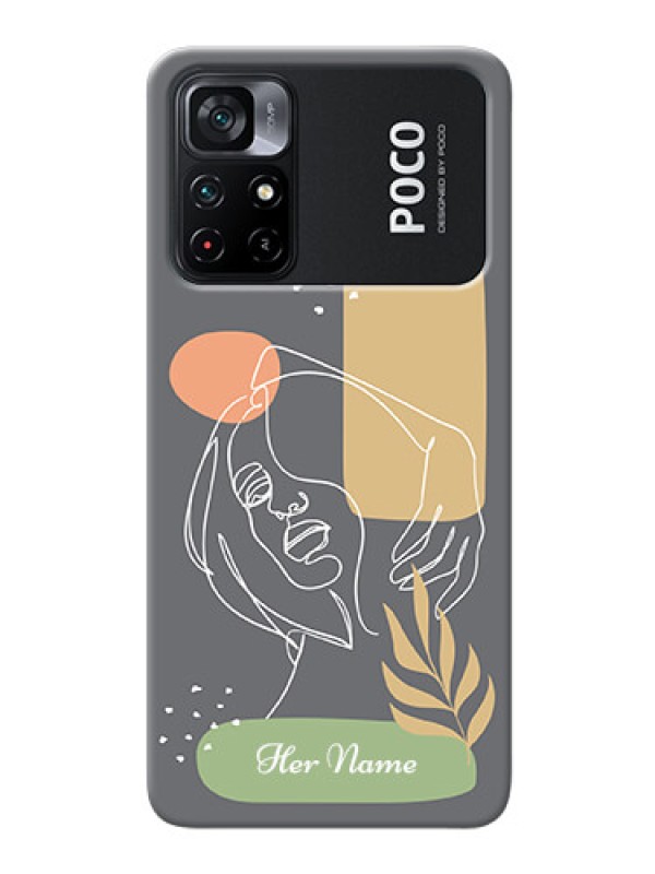 Custom Poco X4 Pro 5G Phone Back Covers: Gazing Woman line art Design