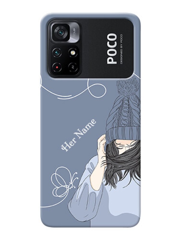 Custom Poco X4 Pro 5G Custom Mobile Case with Girl in winter outfit Design