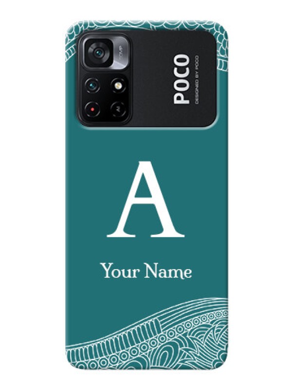 Custom Poco X4 Pro 5G Mobile Back Covers: line art pattern with custom name Design