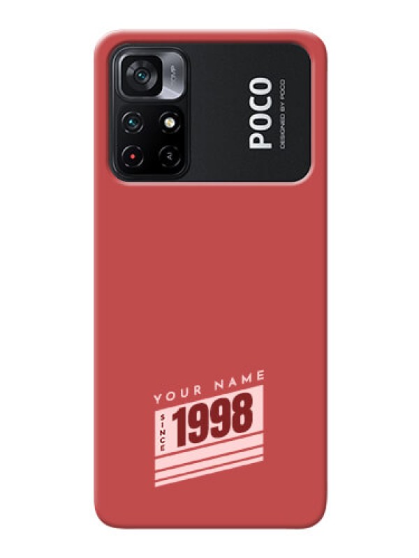 Custom Poco X4 Pro 5G Phone Back Covers: Red custom year of birth Design