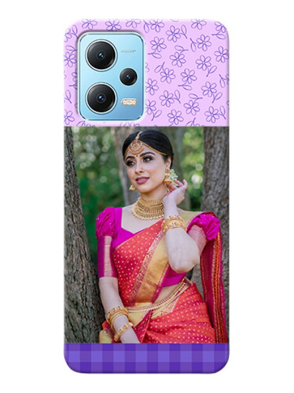 Custom Poco X5 5G Mobile Cases: Purple Floral Design