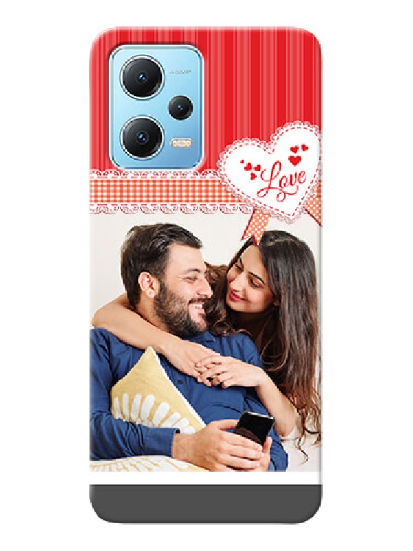 Custom Poco X5 5G phone cases online: Red Love Pattern Design
