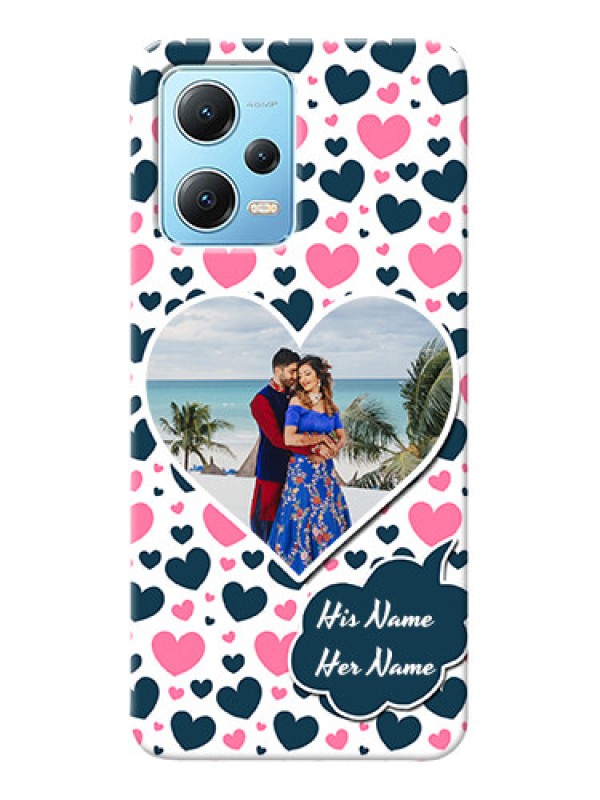 Custom Poco X5 5G Mobile Covers Online: Pink & Blue Heart Design