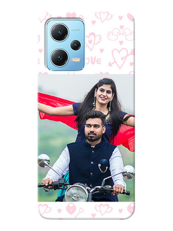 Custom Poco X5 5G personalized phone covers: Pink Flying Heart Design