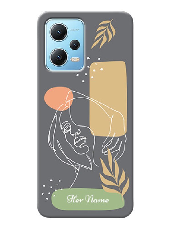 Custom Poco X5 5G Phone Back Covers: Gazing Woman line art Design