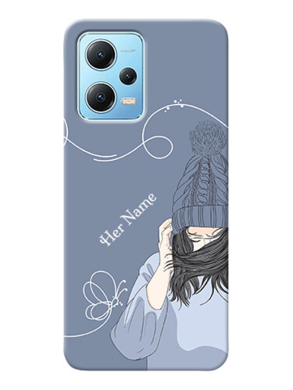Custom Poco X5 5G Custom Mobile Case with Girl in winter outfit Design