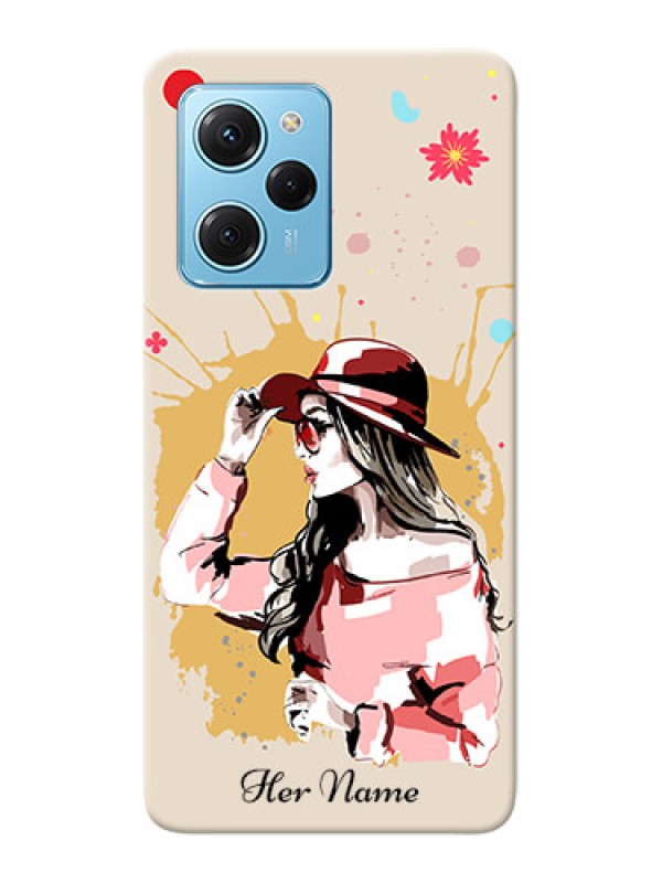 Custom Poco X5 Pro 5G Back Covers: Women with pink hat Design