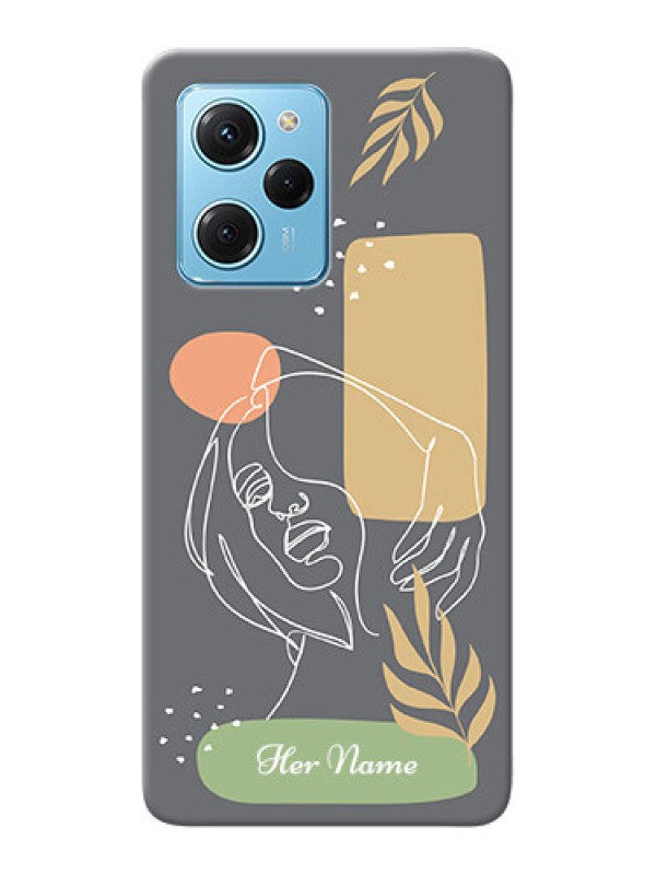 Custom Poco X5 Pro 5G Phone Back Covers: Gazing Woman line art Design
