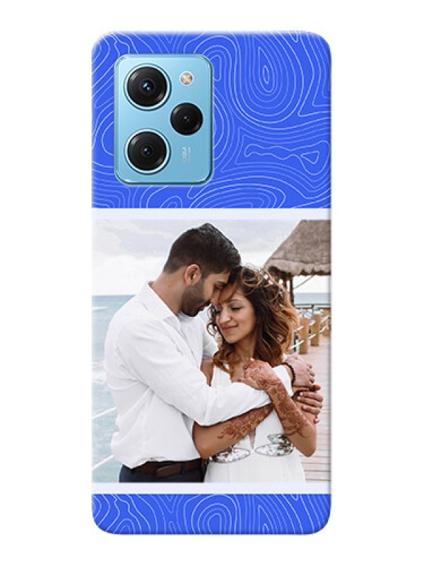Custom Poco X5 Pro 5G Mobile Back Covers: Curved line art with blue and white Design