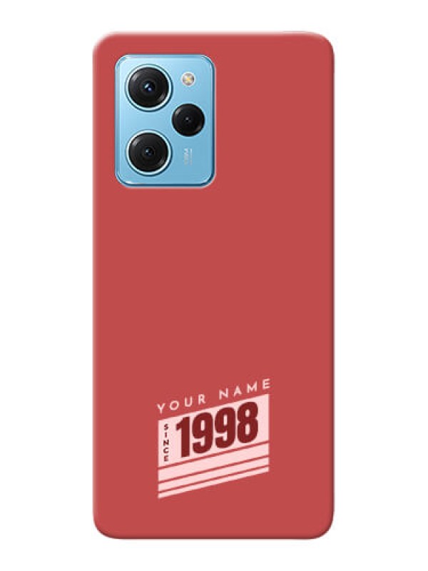 Custom Poco X5 Pro 5G Phone Back Covers: Red custom year of birth Design