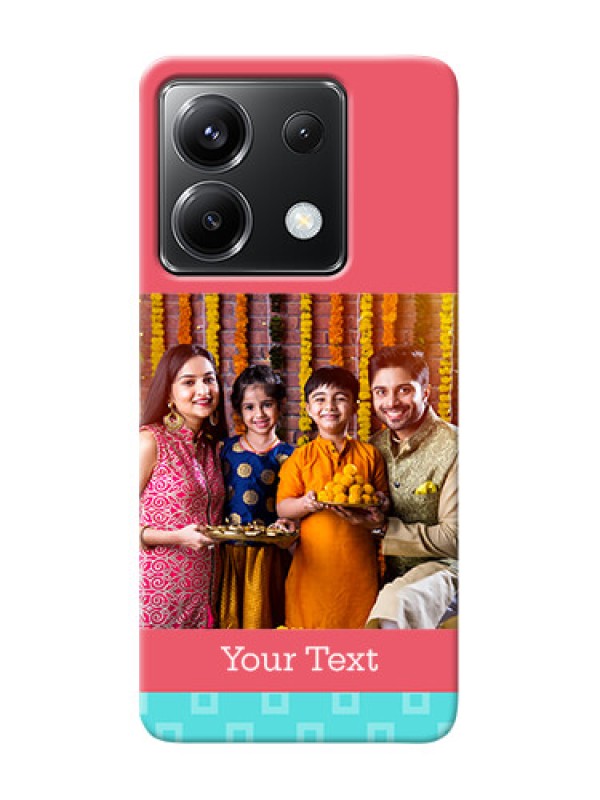 Custom Poco X6 5G Mobile Back Covers: Peach And Blue Color Design