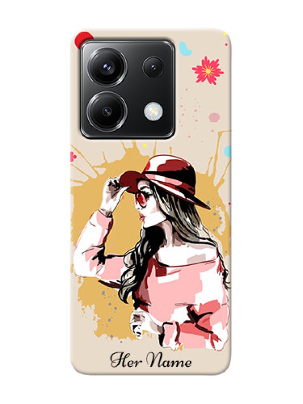 Custom Poco X6 5G Photo Printing on Case with Women with pink hat Design