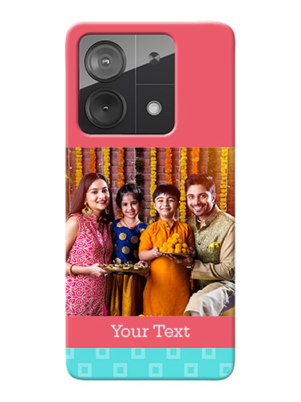 Custom Poco X6 Neo 5G Mobile Back Covers: Peach & Blue Color Design