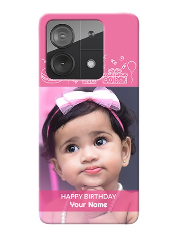 Custom Poco X6 Neo 5G Custom Mobile Cover with Birthday Line Art Design