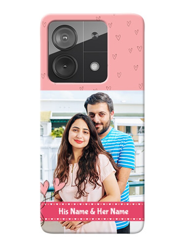 Custom Poco X6 Neo 5G phone back covers: Love Design Peach Color