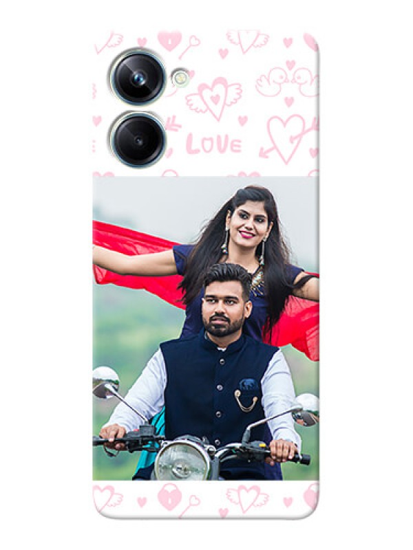 Custom Realme 10 Pro personalized phone covers: Pink Flying Heart Design