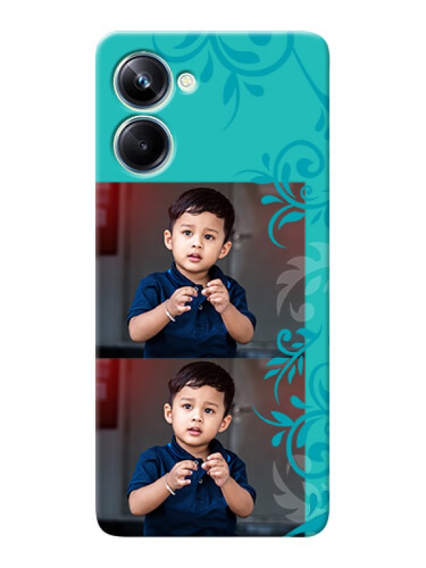 Custom Realme 10 Pro Mobile Cases with Photo and Green Floral Design 