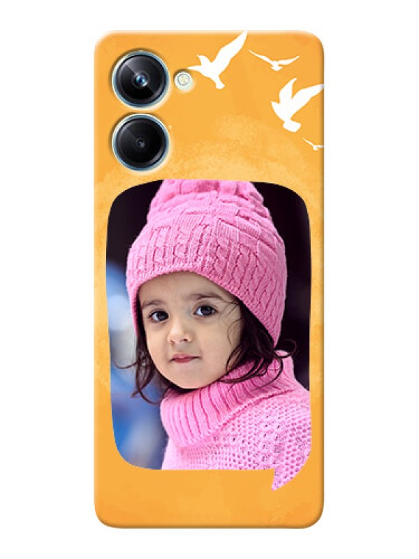Custom Realme 10 Pro Phone Covers: Water Color Design with Bird Icons
