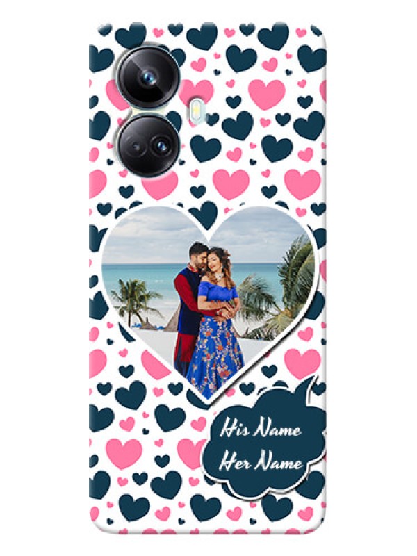 Custom Realme 10 Pro-plus Mobile Covers Online: Pink & Blue Heart Design