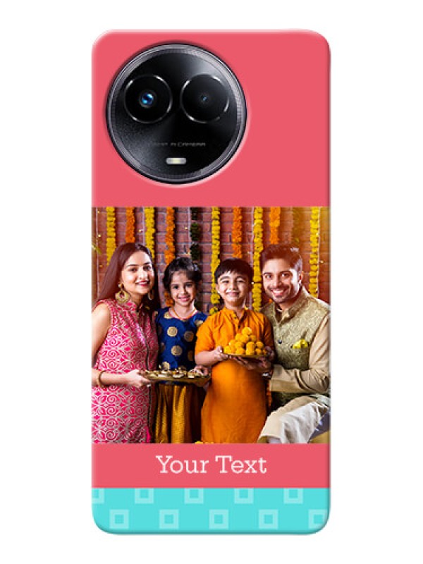 Custom Realme 11 5G Mobile Back Covers: Peach & Blue Color Design