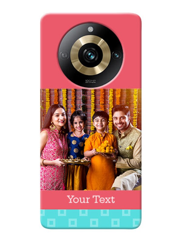 Custom Realme 11 Pro 5G Mobile Back Covers: Peach & Blue Color Design