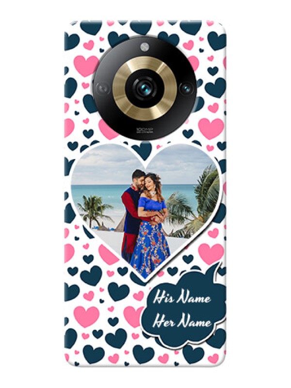 Custom Realme 11 Pro 5G Mobile Covers Online: Pink & Blue Heart Design