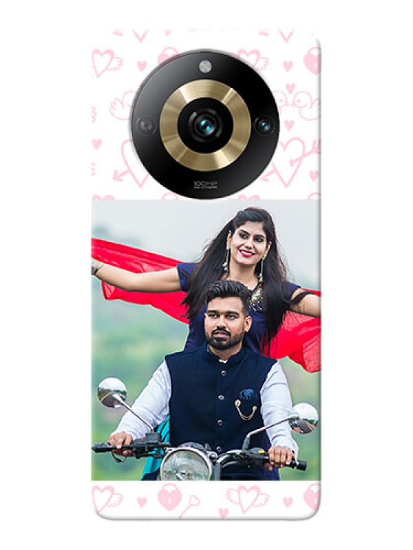 Custom Realme 11 Pro 5G personalized phone covers: Pink Flying Heart Design