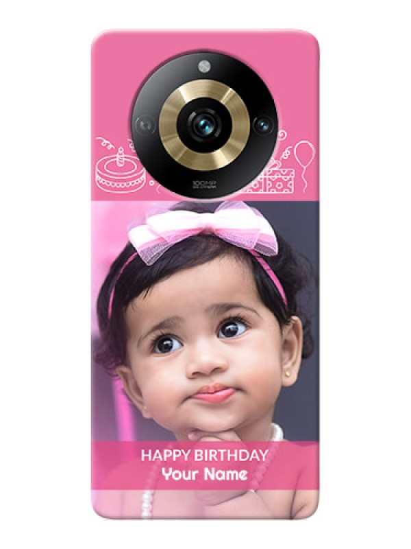 Custom Realme 11 Pro 5G Custom Mobile Cover with Birthday Line Art Design