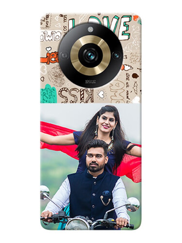 Custom Realme 11 Pro 5G Personalised mobile covers: Love Doodle Pattern