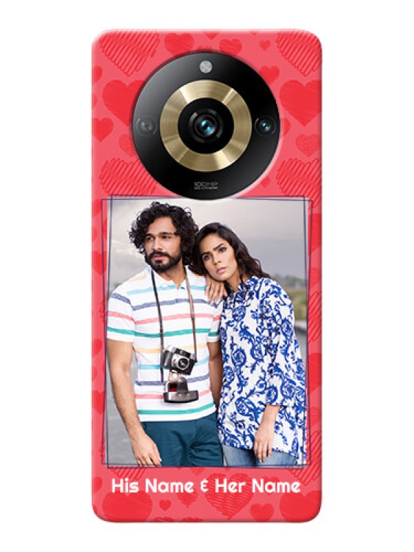 Custom Realme 11 Pro 5G Mobile Back Covers: with Red Heart Symbols Design