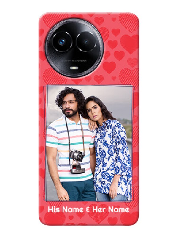 Custom Realme 11x 5G Mobile Back Covers: with Red Heart Symbols Design