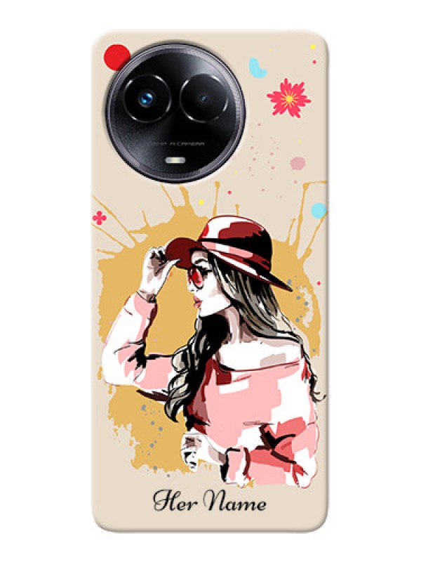 Custom Realme 11x 5G Photo Printing on Case with Women with pink hat Design