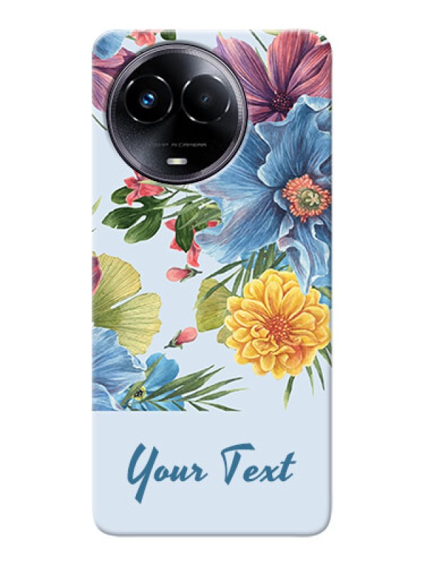 Custom Realme 11x 5G Custom Mobile Case with Stunning Watercolored Flowers Painting Design