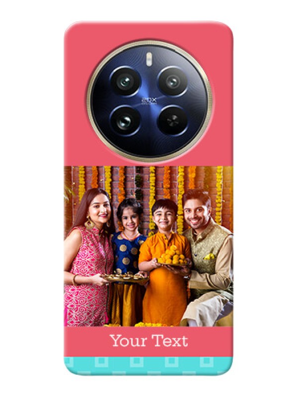 Custom Realme 12 Pro 5G Mobile Back Covers: Peach & Blue Color Design