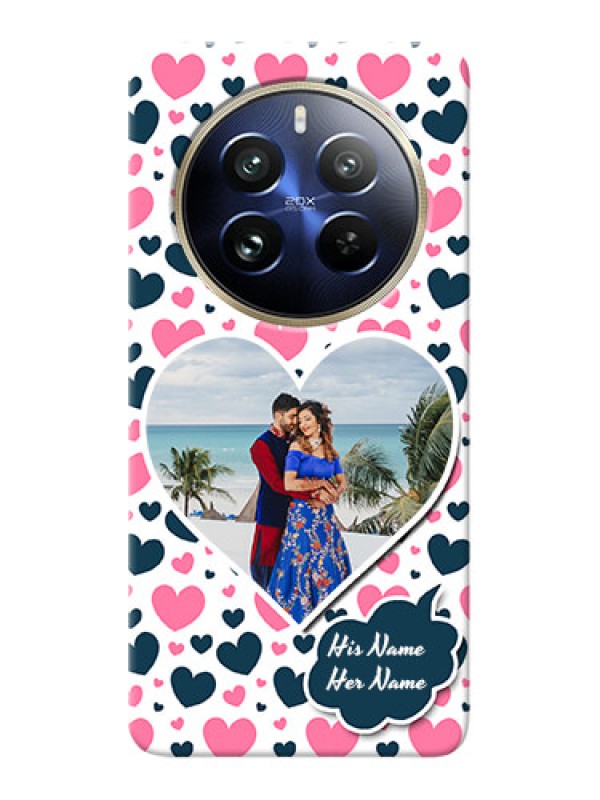 Custom Realme 12 Pro 5G Mobile Covers Online: Pink & Blue Heart Design