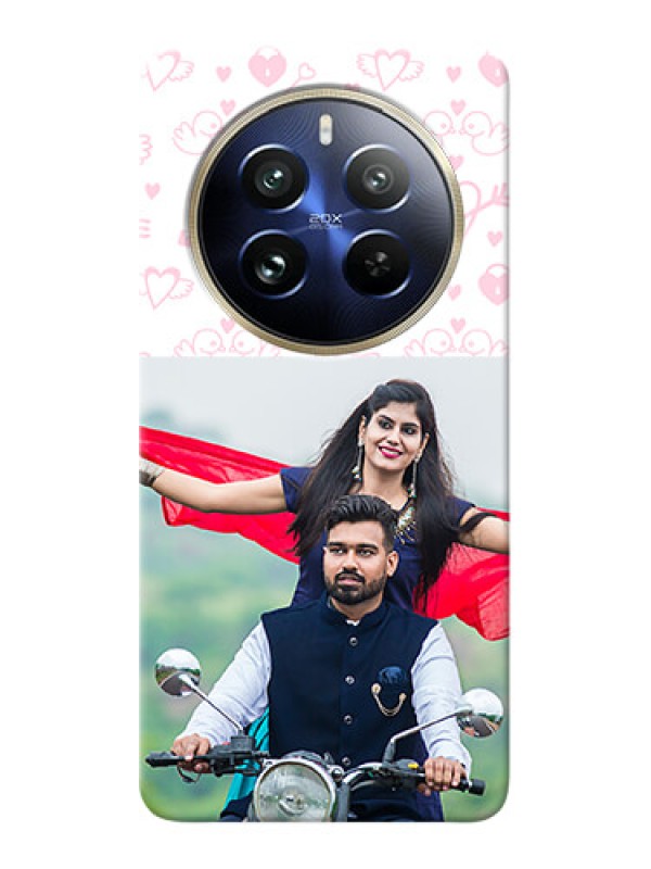 Custom Realme 12 Pro Plus 5G personalized phone covers: Pink Flying Heart Design