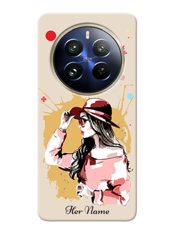 Custom Realme 12 Pro Plus 5G Photo Printing on Case with Women with pink hat Design