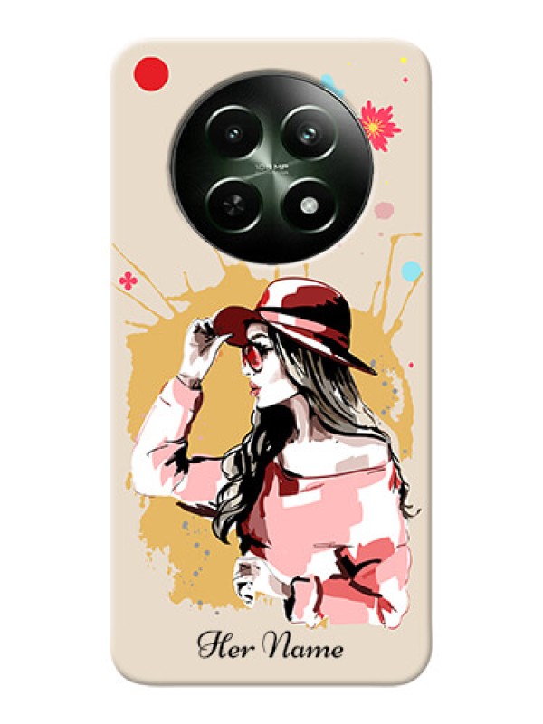 Custom Realme 12X 5G Photo Printing on Case with Women with pink hat Design