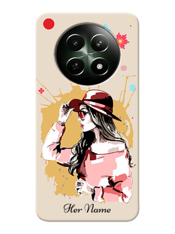 Custom Realme 13 5G Photo Printing on Case with Women with pink hat Design