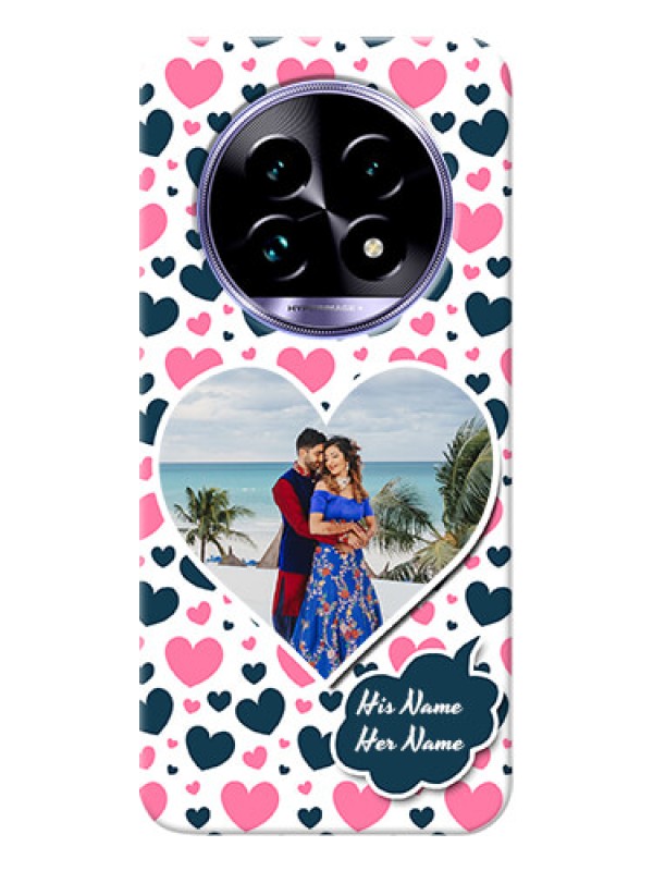 Custom Realme 13 Pro 5G Mobile Covers Online: Pink And Blue Heart Design