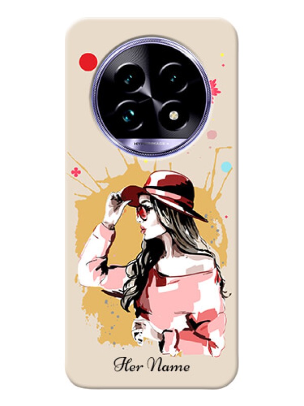 Custom Realme 13 Pro 5G Photo Printing on Case with Women with pink hat Design