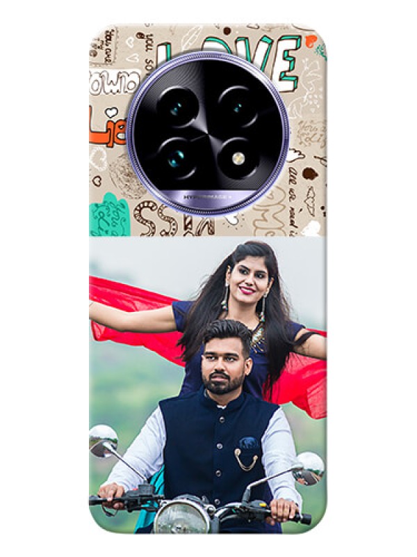 Custom Realme 13 Pro Plus 5G Personalised mobile covers: Love Doodle Pattern