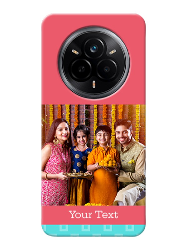 Custom Realme 14 Pro 5G Custom Hard Phone Case - Peach & Blue Color Design