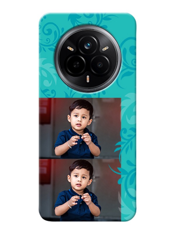 Custom Realme 14 Pro 5G Custom Hard Phone Case - With Photo And Green Floral Design