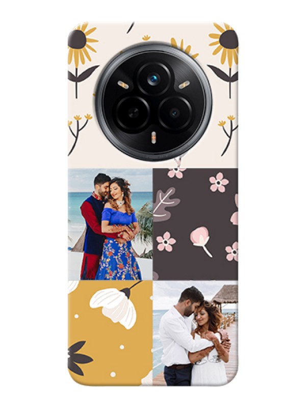Custom Realme 14 Pro 5G Custom Hard Phone Case - 3 Images With Floral Design
