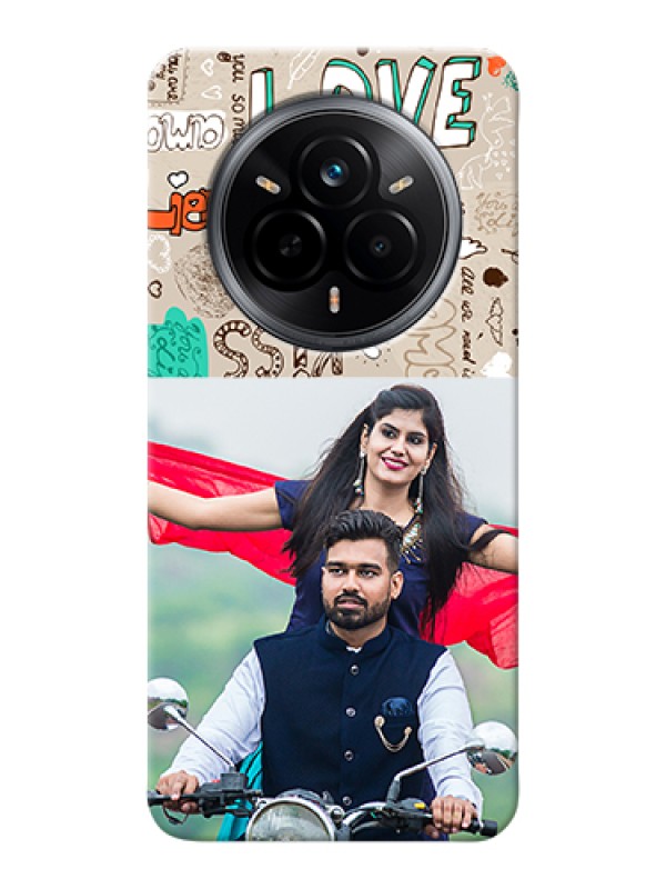 Custom Realme 14 Pro 5G Custom Hard Phone Case - Love Doodle Pattern